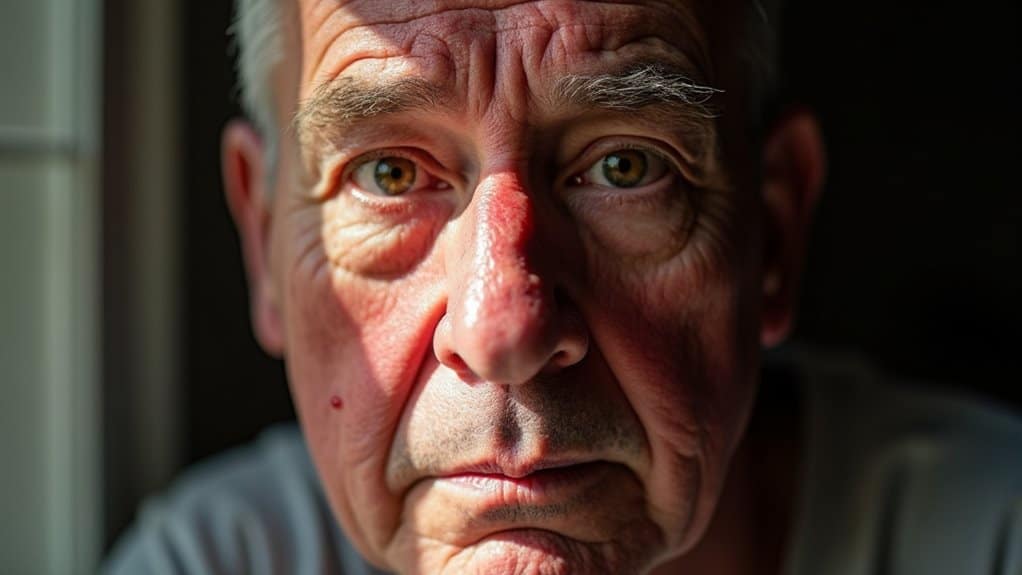 deformed facial architecture from alcoholism