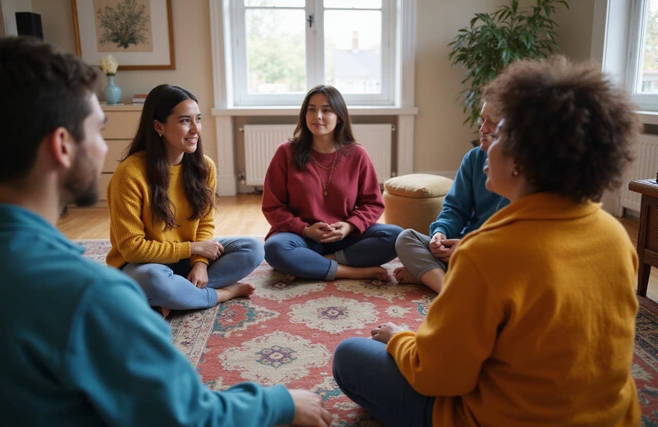 A group of people sitting in a circle for discussion