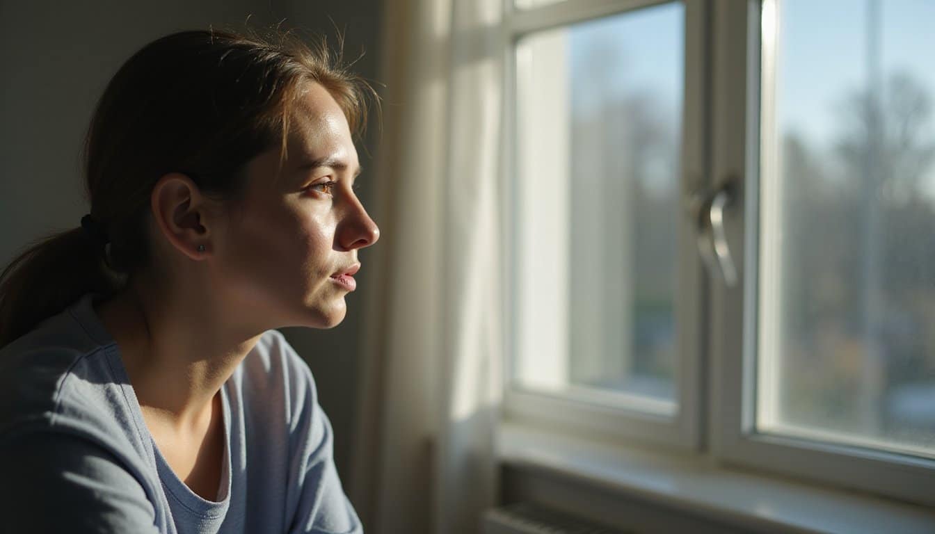 Close-up of a person in heroin detox reflecting during early recovery