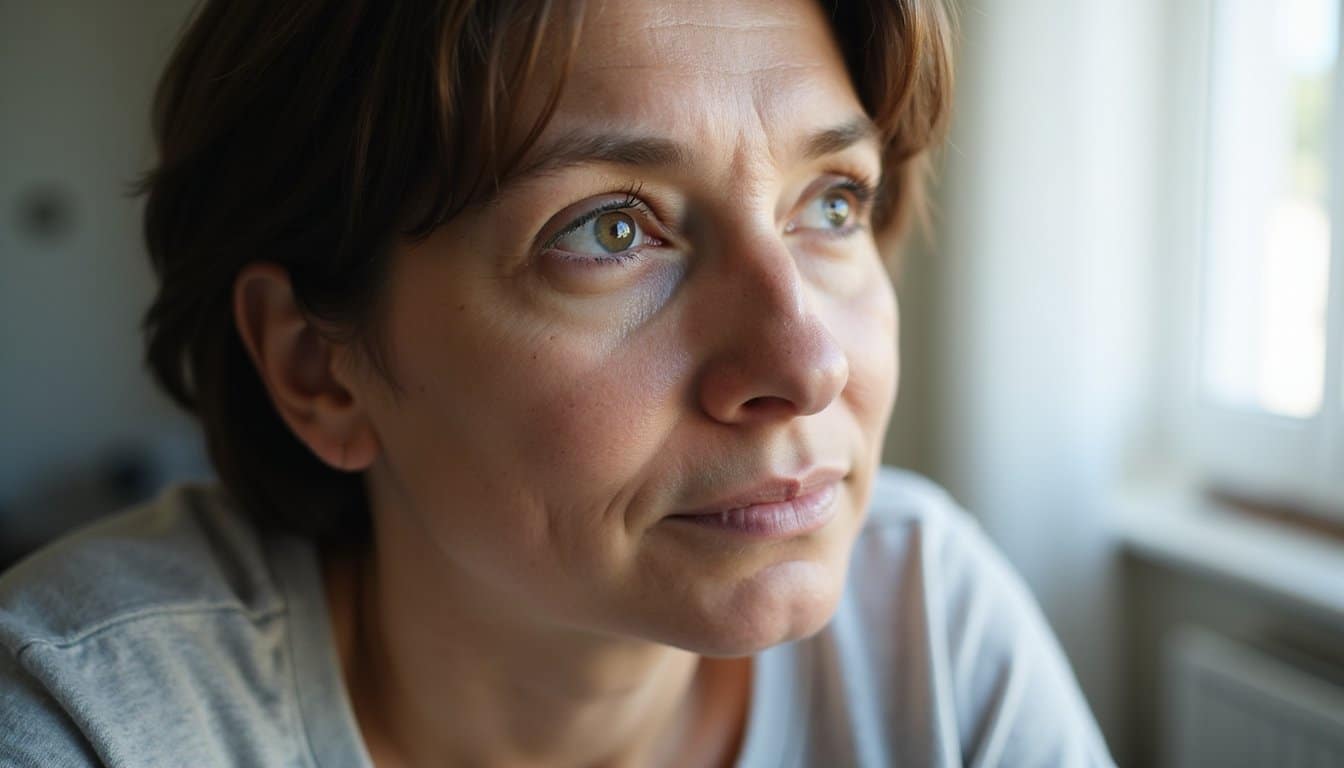 Close-up of an adult in treatment showing calm presence and emotional depth