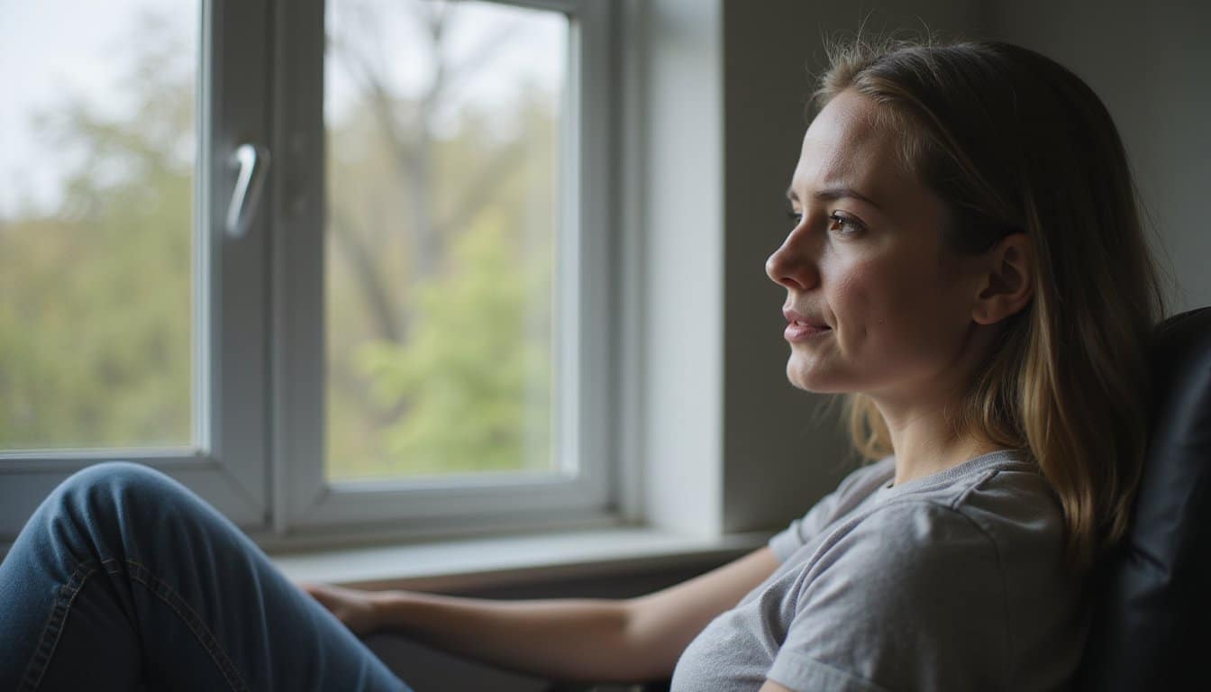 Person in early heroin recovery in a peaceful detox environment