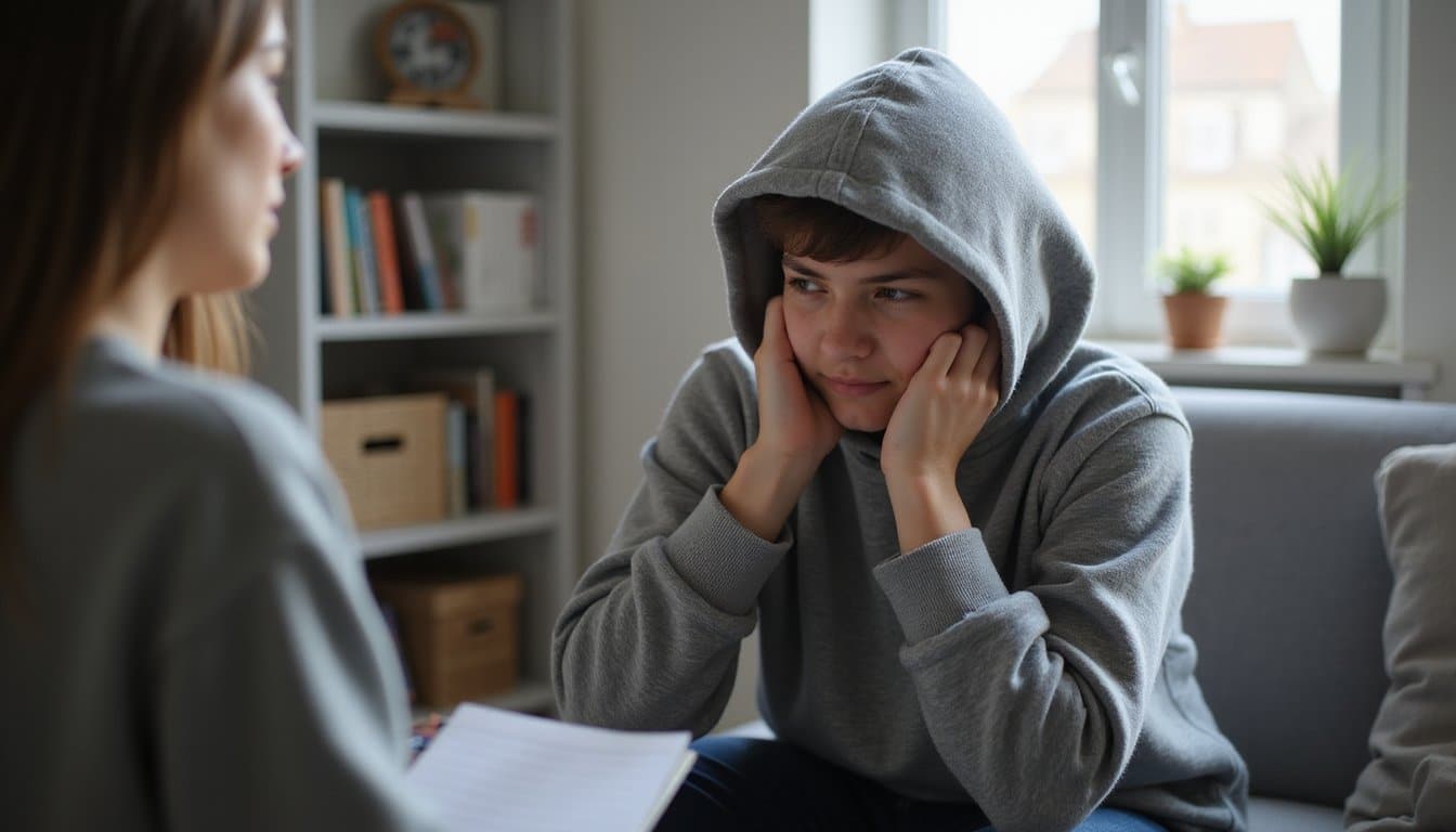 Person appearing stressed while communicating during meth detox treatment