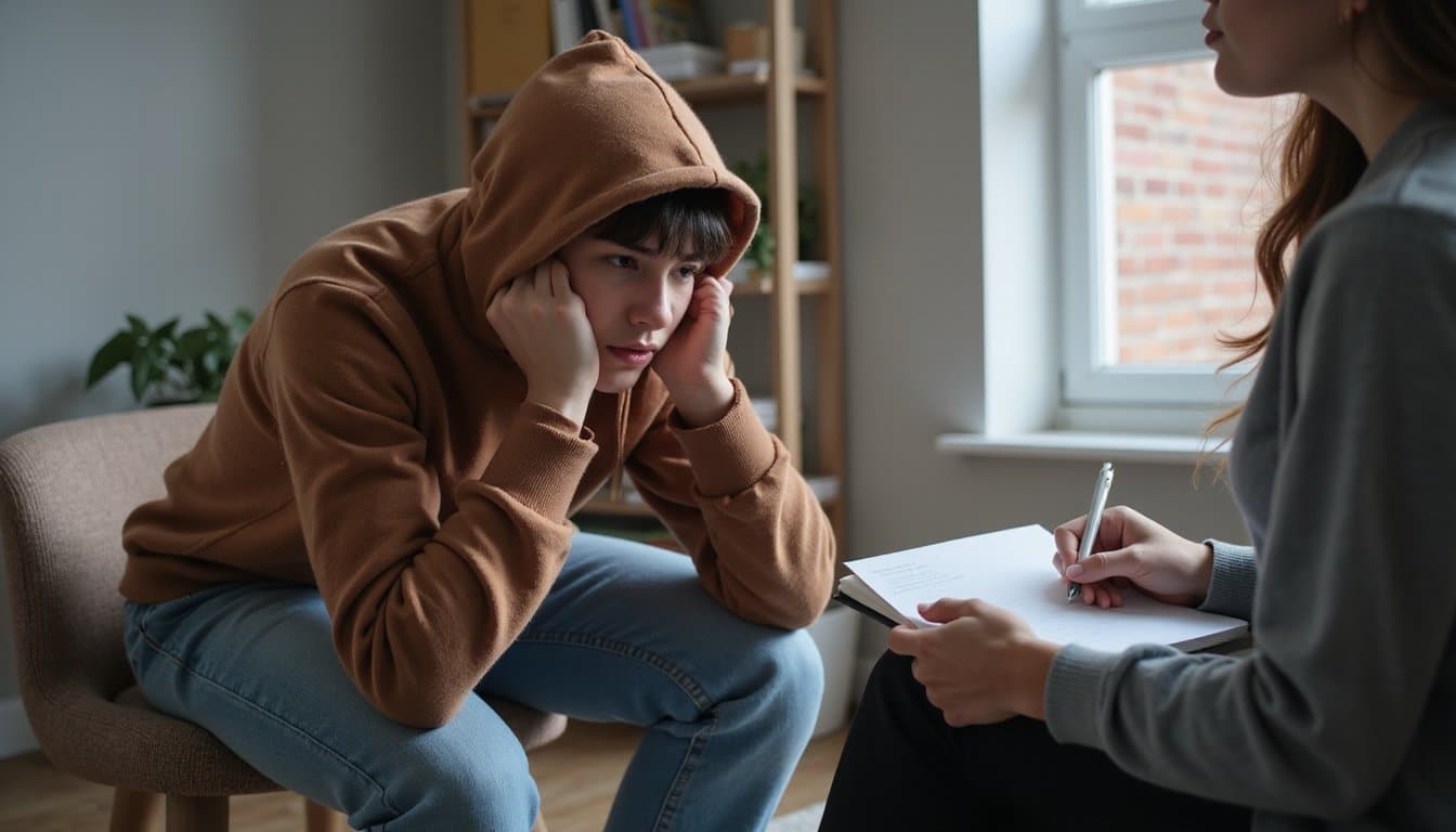 Person seeking reassurance while talking to another in meth detox